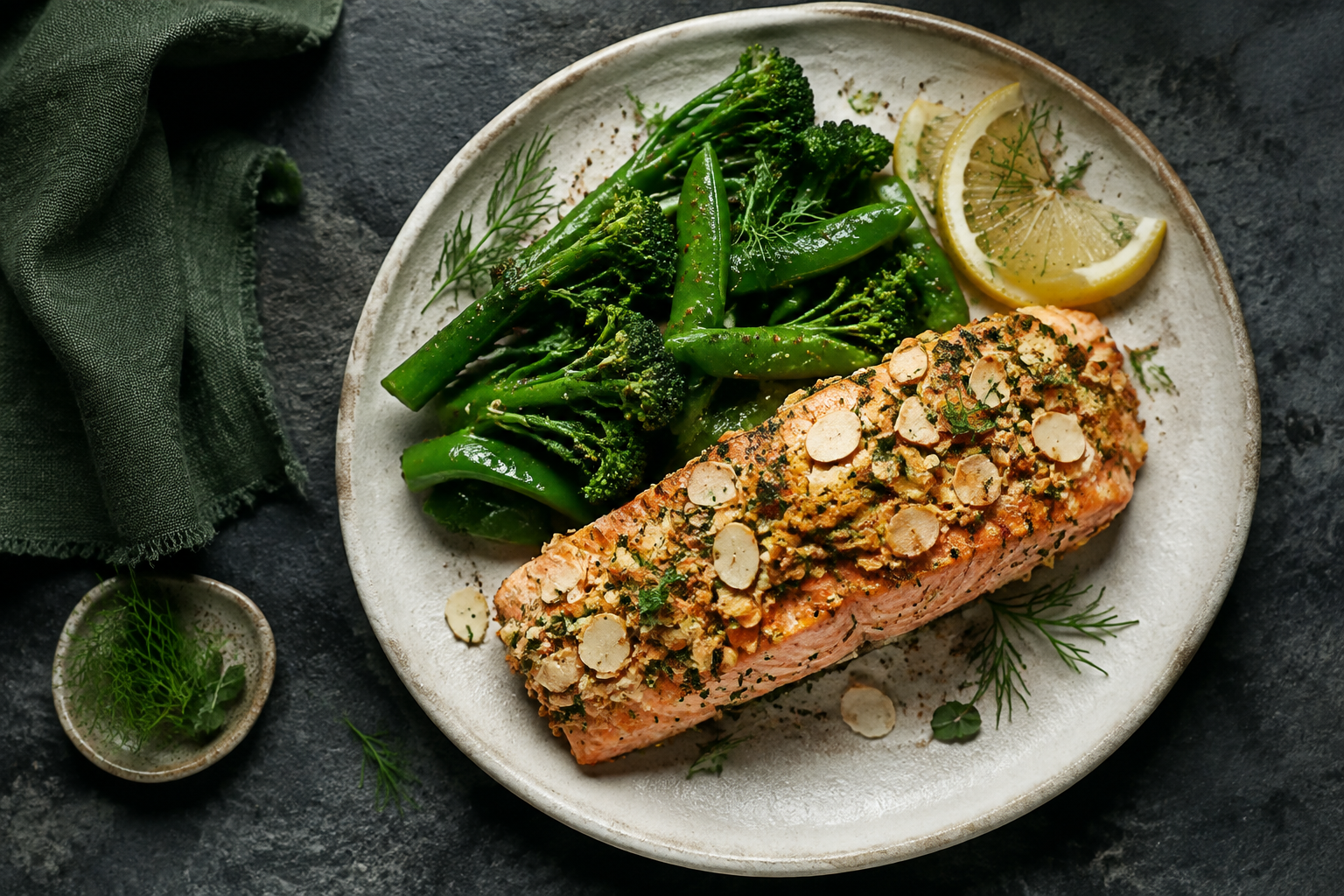 Salmão com crosta de amêndoas: jantar sem glúten em 30 minutos